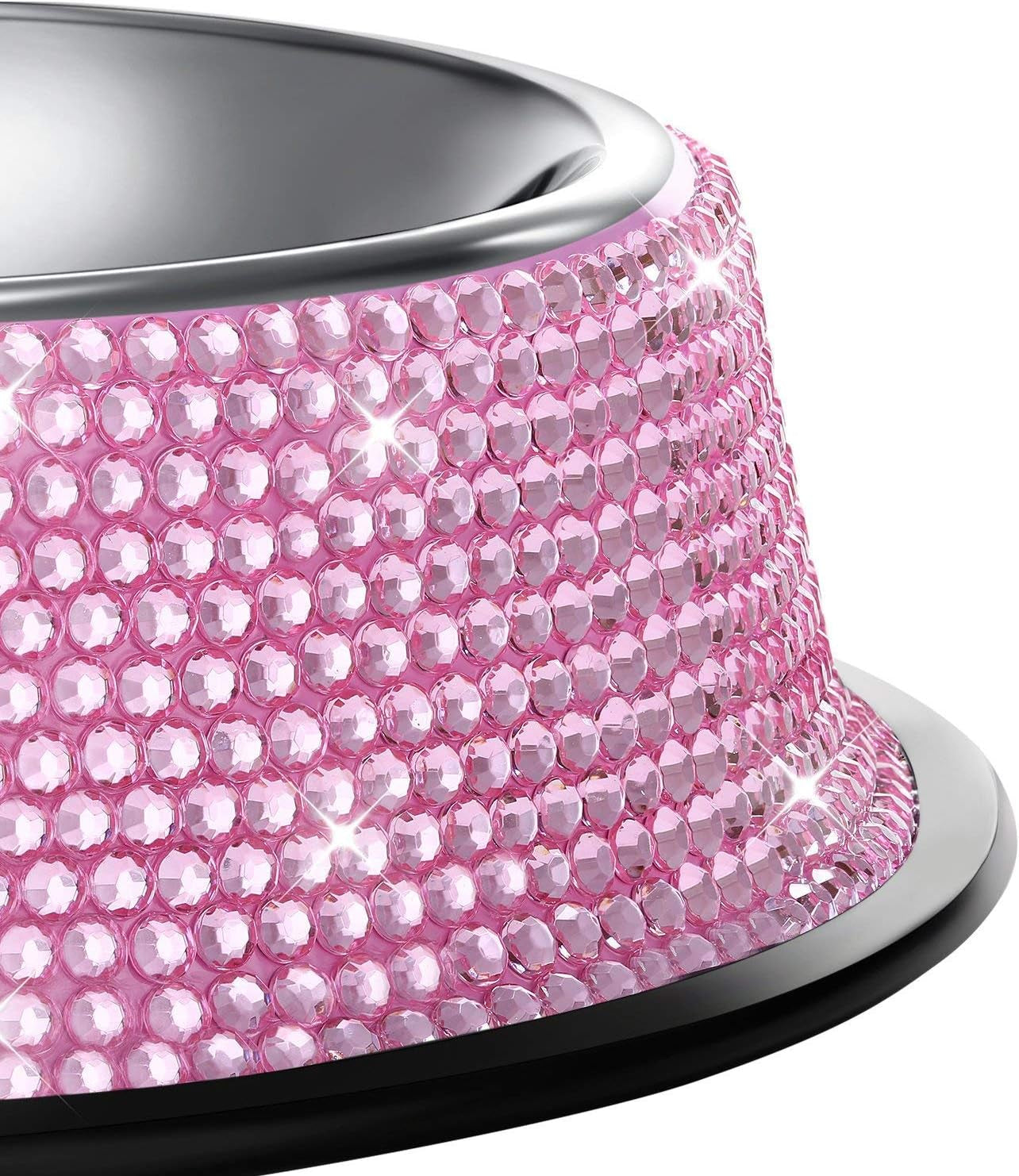 Glamorous Pink Bling Dog Bowls - Set of 2 Handmade Rhinestone Stainless Steel Feeders for Dogs and Cats (640ML)