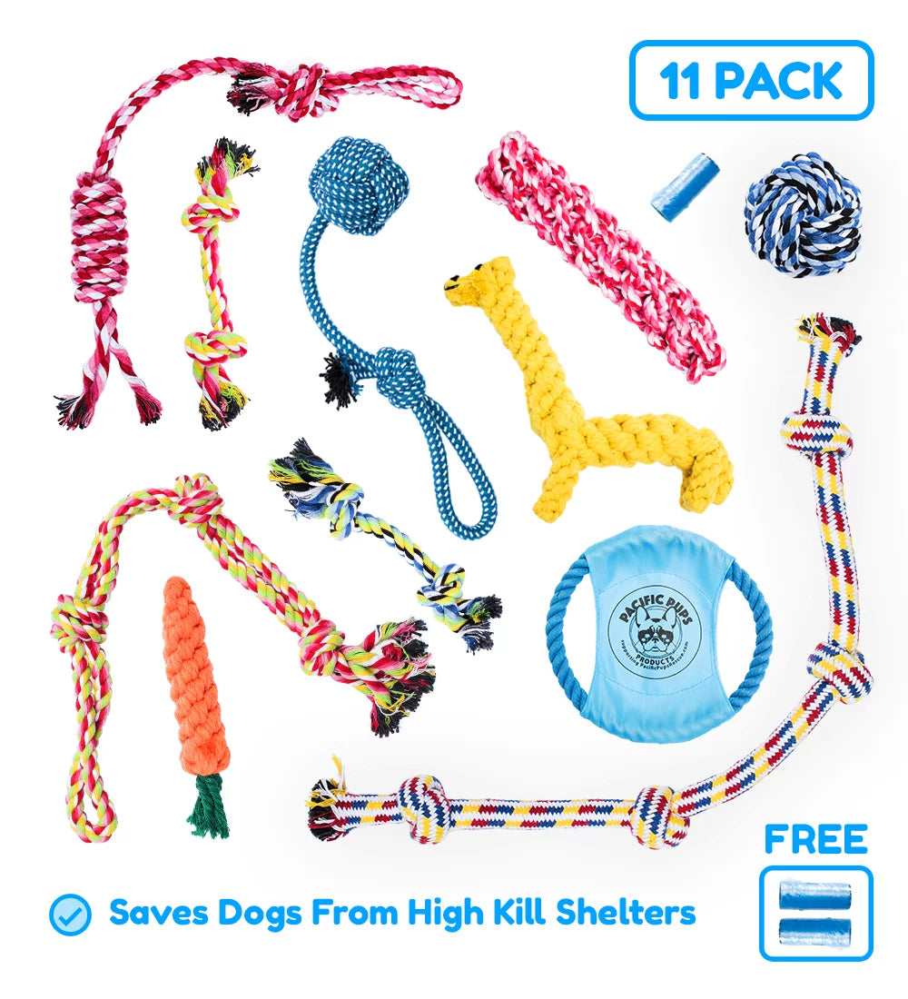 Ultimate 11-Piece Dog Rope Toy Set for Small & Medium Dogs - Perfect for Puppy Teething and Playtime!
