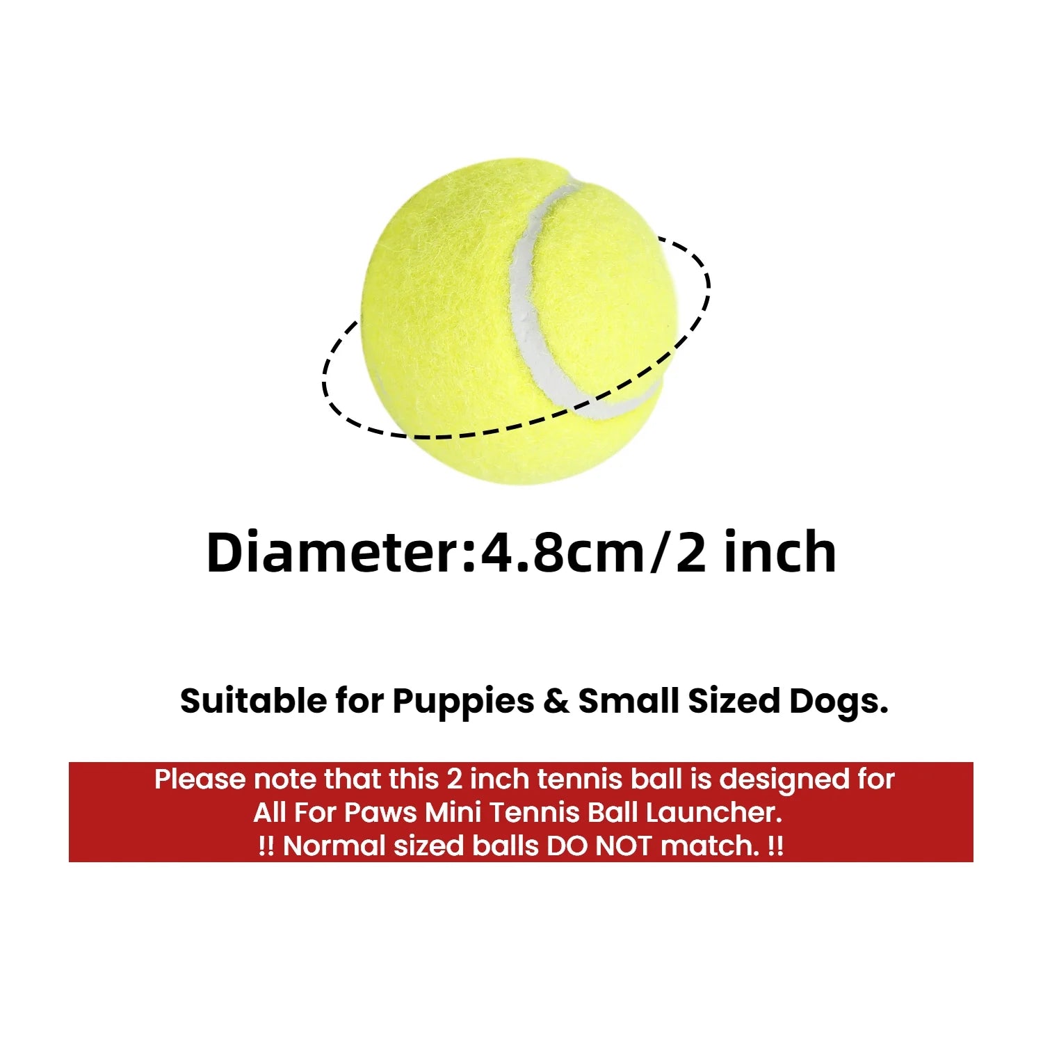 6-Pack Mini Tennis Balls for Dogs - Perfect Fetch Toy for Puppies and Small Breeds (2-Inch AFP Automatic Ball Launcher Refills)