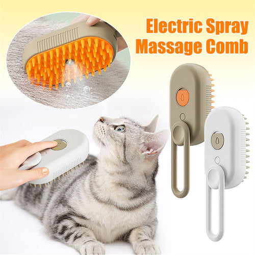 3-in-1 Electric Cat & Dog Steam Brush - Groom, Massage & Remove Hair Effortlessly!