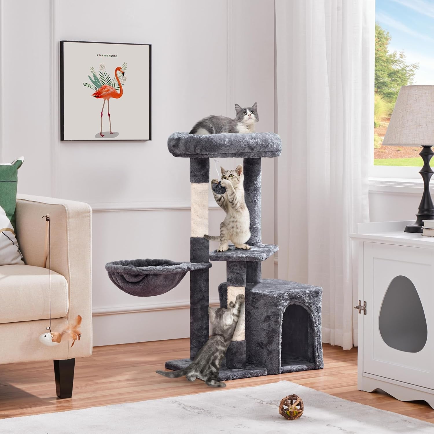 Multi-Level Cat Tree Tower - 34" Kitty Condo with Scratch Boards & Sisal Posts - Perfect Indoor Activity Center for Kittens