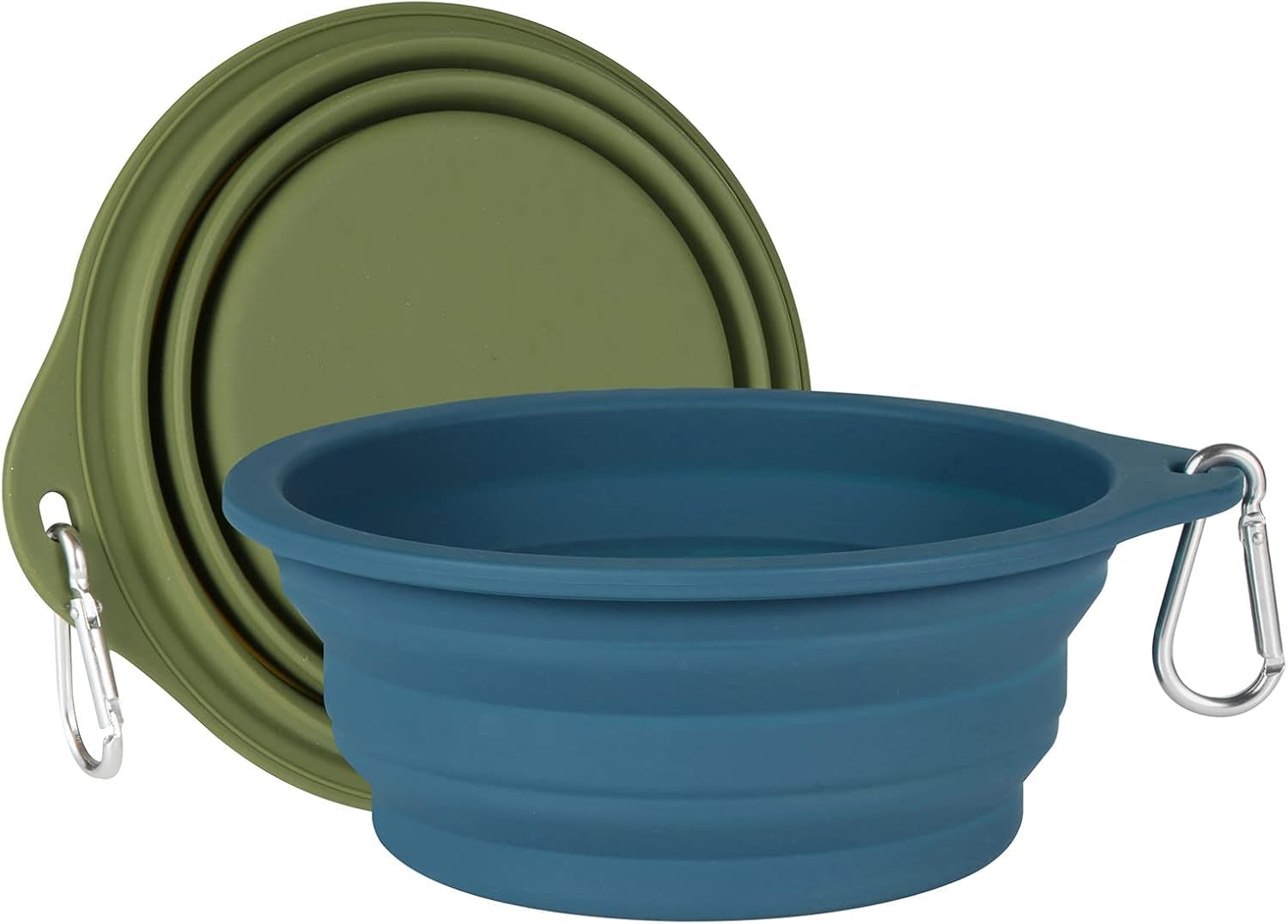 2-Pack Collapsible Silicone Dog Bowls - Perfect for Travel, Hiking & Outdoor Adventures - 600ml Capacity in Navy Blue & Dark Green