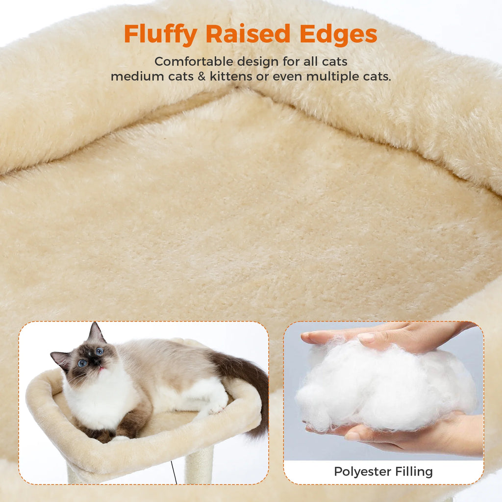 Cozy 27" Cat Tree for Medium Cats - Plush Condo & Scratching Posts in Beige