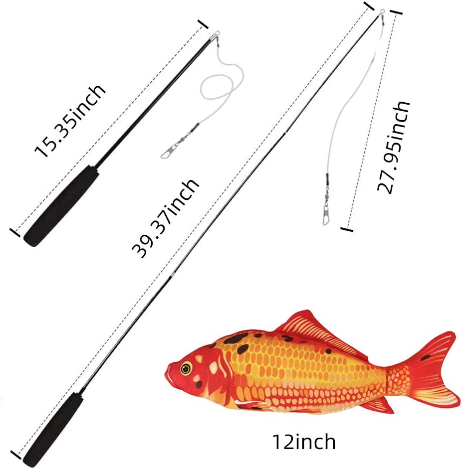 Interactive Electric Flopping Fish Cat Toy with Fishing Rod - Realistic Catnip Kicker for Indoor Cats and Kittens