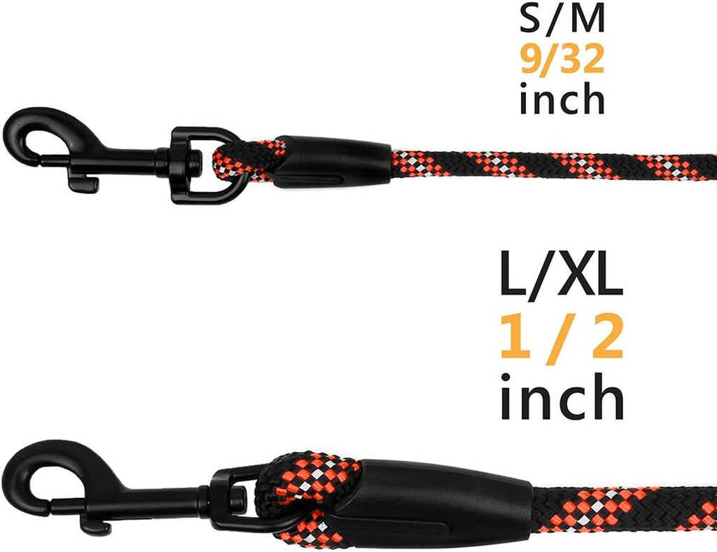 Durable 6Ft Reflective Rope Dog Leash for All Breeds - Perfect for Training & Outdoor Adventures (L/XL, Orange)