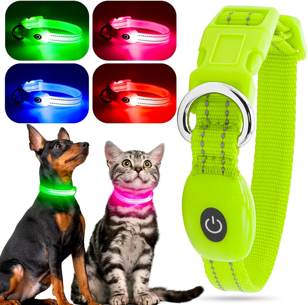 Rechargeable LED Dog Collar - Adjustable & Durable Light-Up Collar for Cats and Dogs (Green, XS)