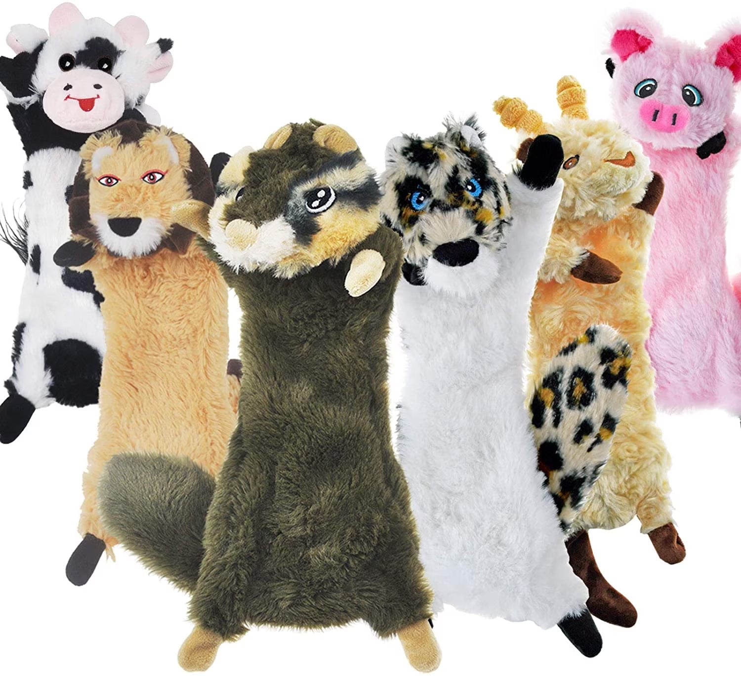 6-Pack No Stuffing Dog Squeaky Toys - Durable Plush Crinkle Toys for Small Dogs, Perfect for Teething and Chewing!