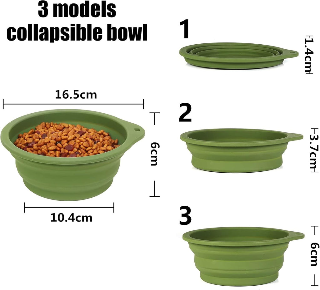 2-Pack Collapsible Silicone Dog Bowls - Perfect for Travel, Hiking & Outdoor Adventures - 600ml Capacity in Navy Blue & Dark Green