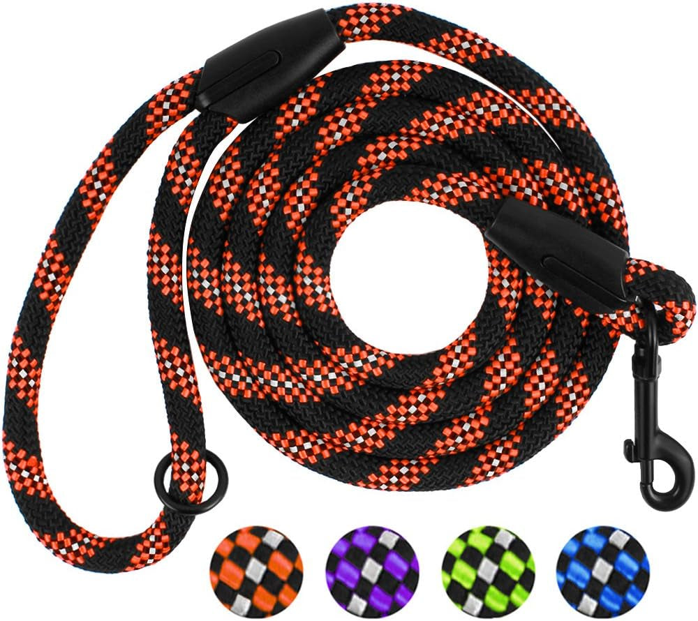 Durable 6Ft Reflective Rope Dog Leash for All Breeds - Perfect for Training & Outdoor Adventures (L/XL, Orange)