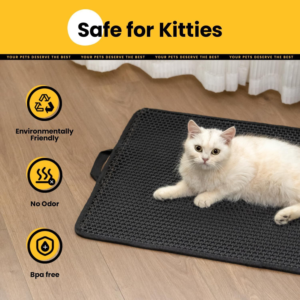 Revolutionary Cat Litter Mat - Double Layer EVA Honeycomb Design, Waterproof & Easy to Clean, Perfect for Less Mess and Maximum Comfort!