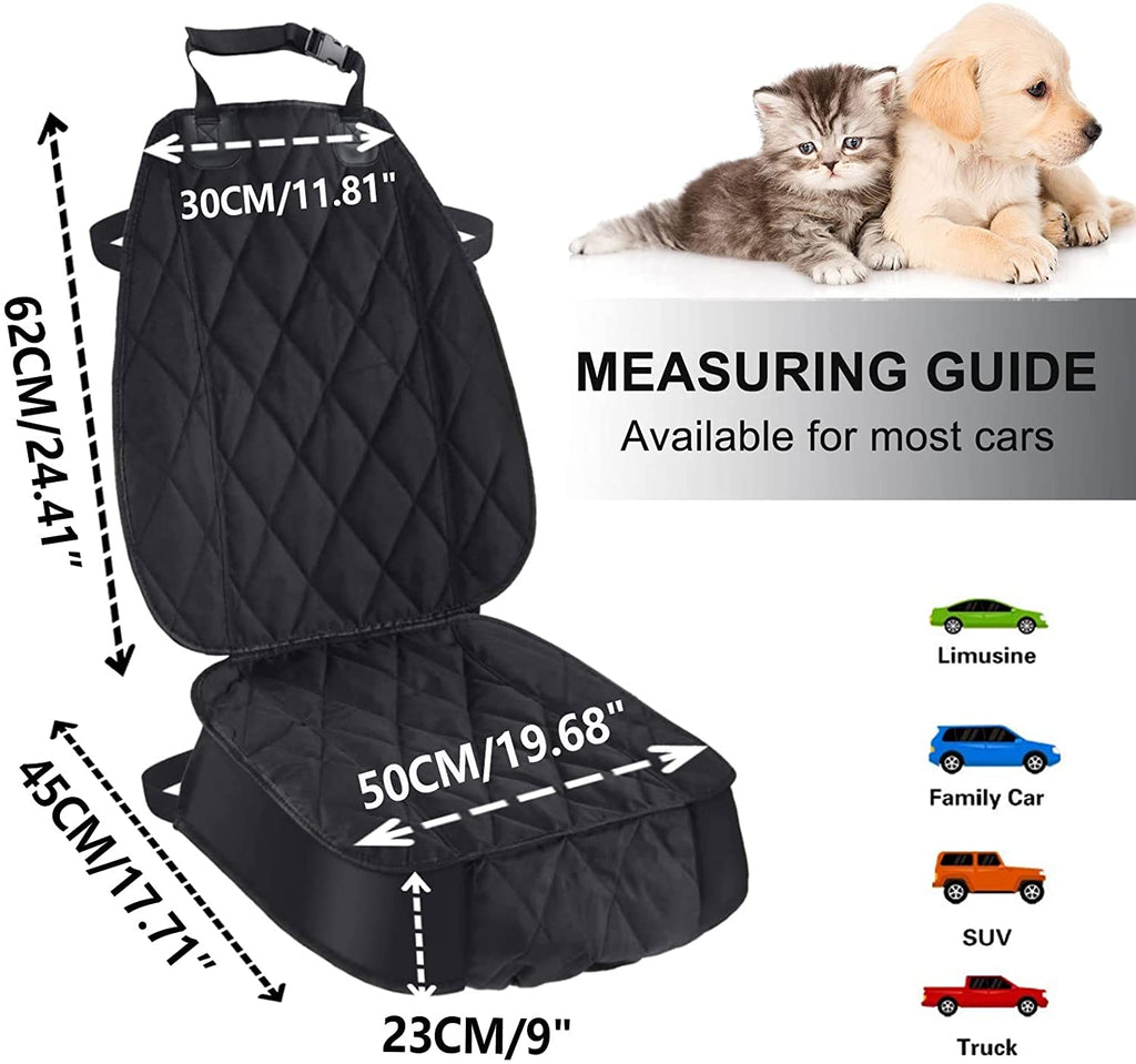 Premium Waterproof Dog Seat Cover for Cars, Trucks & SUVs - Heavy Duty 600D, Nonslip Backing, Hammock Style - 2 Pack, Black
