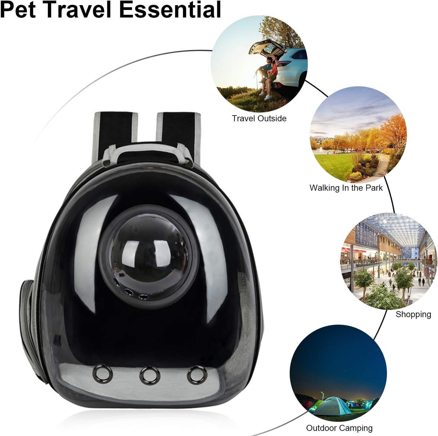 Versatile Black Cat & Dog Backpack Carrier - Perfect for Travel, Hiking & Outdoor Adventures!