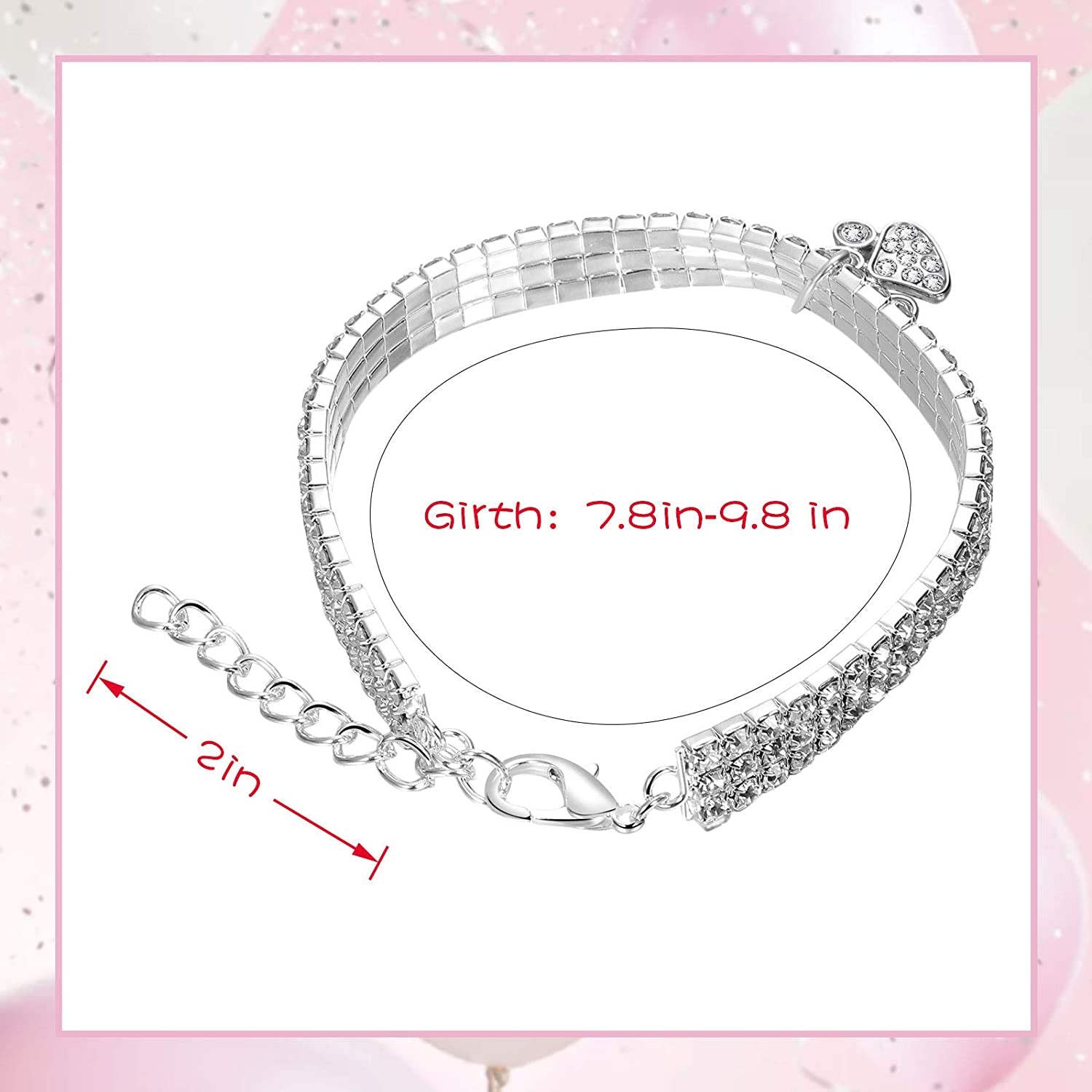 Bling Rhinestones Adjustable Pet Collars - Sparkling Crystal Necklaces for Small Dogs and Cats (3 Pack, White)