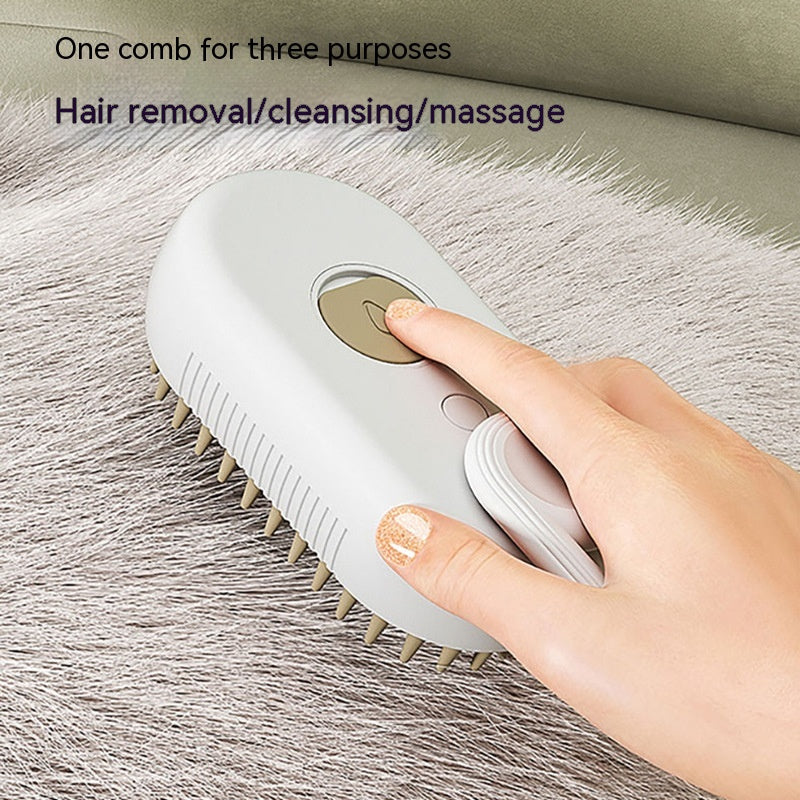 3-in-1 Electric Cat & Dog Steam Brush - Groom, Massage & Remove Hair Effortlessly!