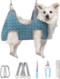 Ultimate Dog Grooming Hammock Harness - Relaxing Restraint for Cats & Dogs (Coral Blue, Size M: 9"-12.5" Leg Spacing, Up to 50LBS)