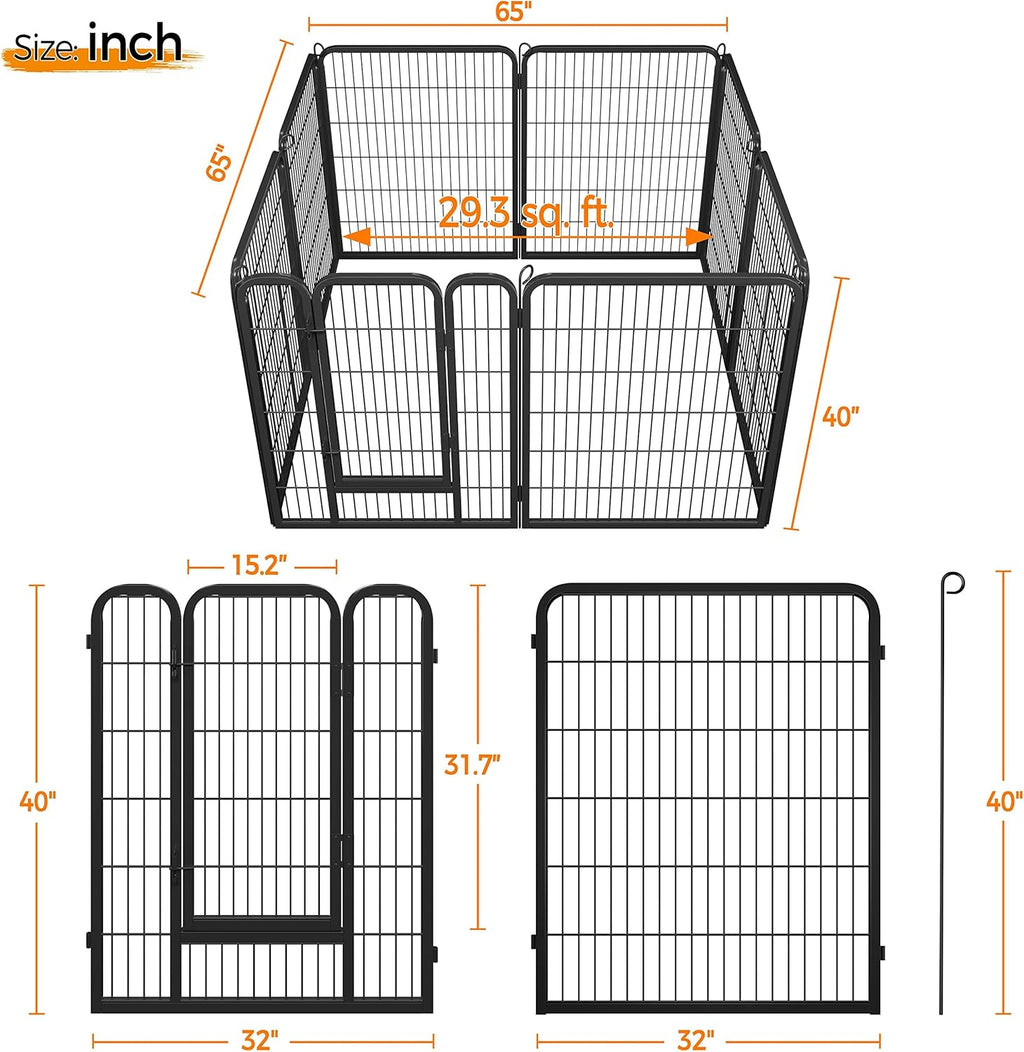 Ultimate 8-Panel Dog Playpen - 40" High Portable Indoor/Outdoor Fence with Gate for Medium & Large Breeds