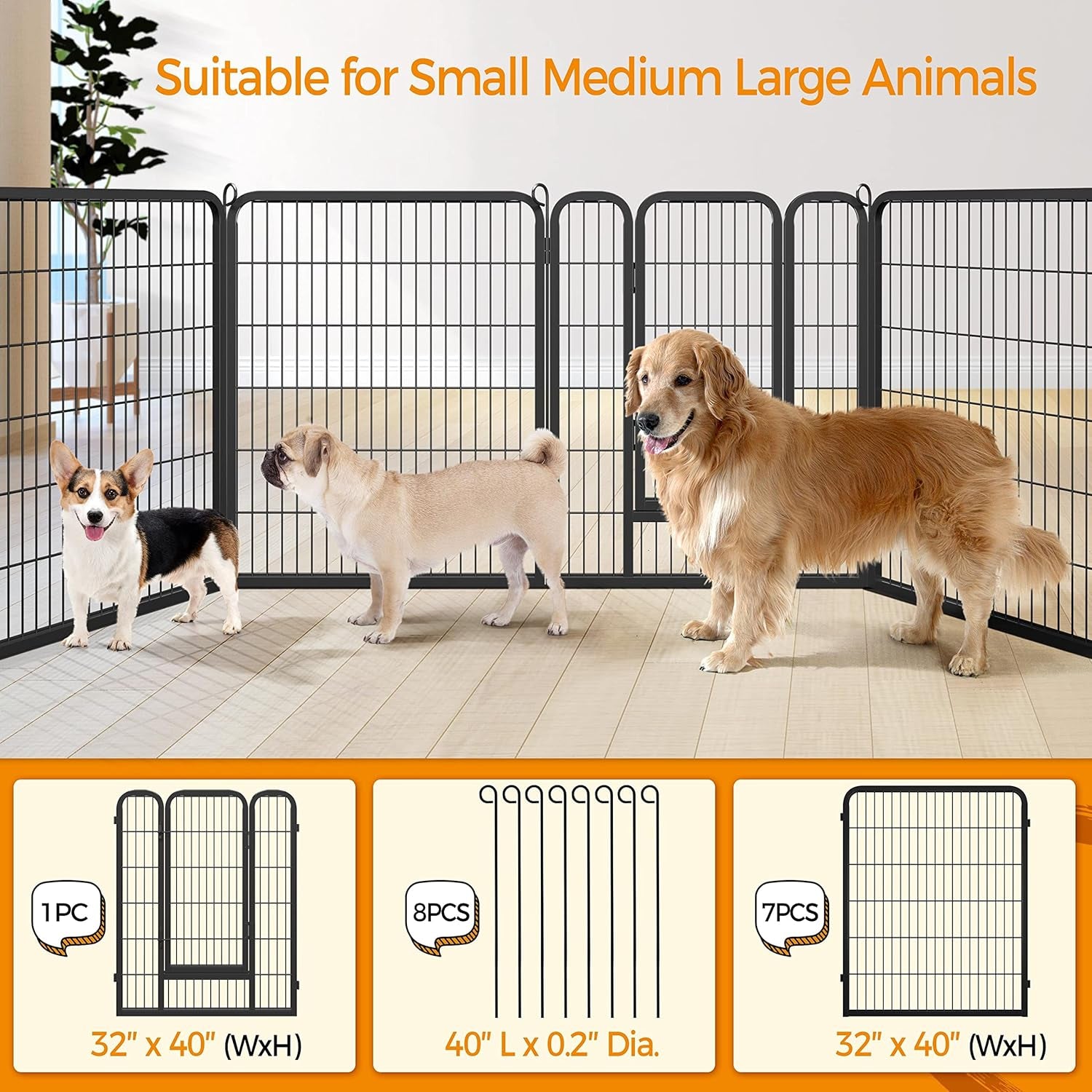 Ultimate 8-Panel Dog Playpen - 40" High Portable Indoor/Outdoor Fence with Gate for Medium & Large Breeds