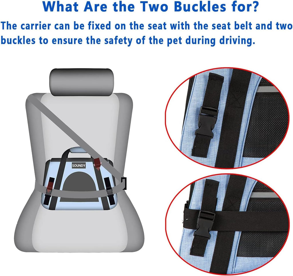 Airline Approved Portable Pet Carrier for Cats and Small Dogs - Grey with Bowl, Perfect for Travel!