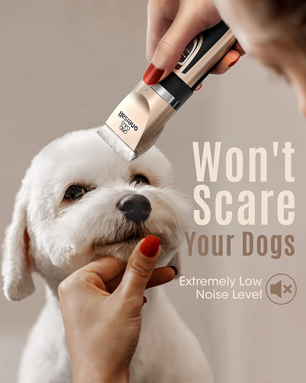 Whisper-Quiet 2-Speed Rechargeable Dog Clippers - Cordless Grooming Kit for All Breeds (Gold)