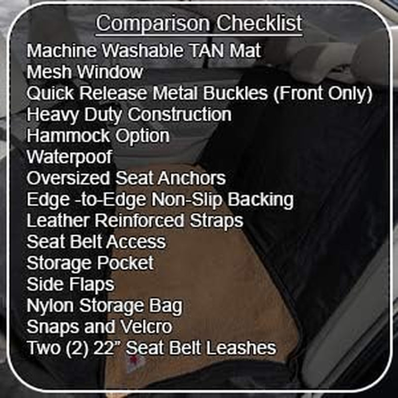 Premium 5-Piece Pet Seat Cover & Dog Hammock with Washable Fleece Mat, Mesh Window & Durable Metal Buckles - Ultimate Protection for Your Car