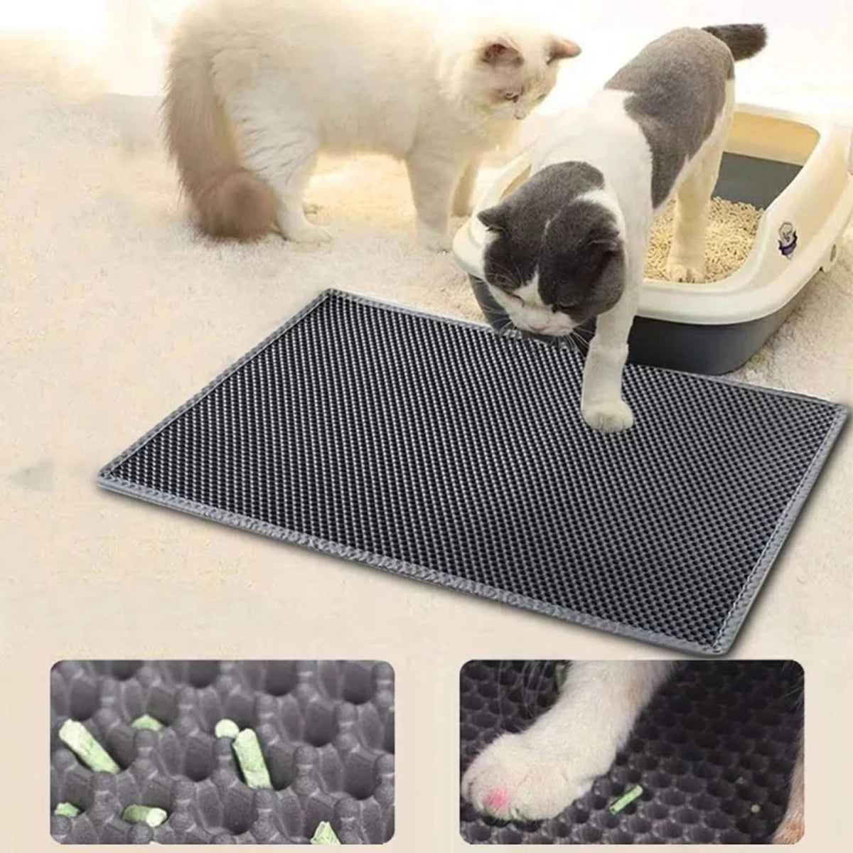 Ultimate Cat Litter Trapping Mat - Waterproof Honeycomb Design for Effortless Cleaning!