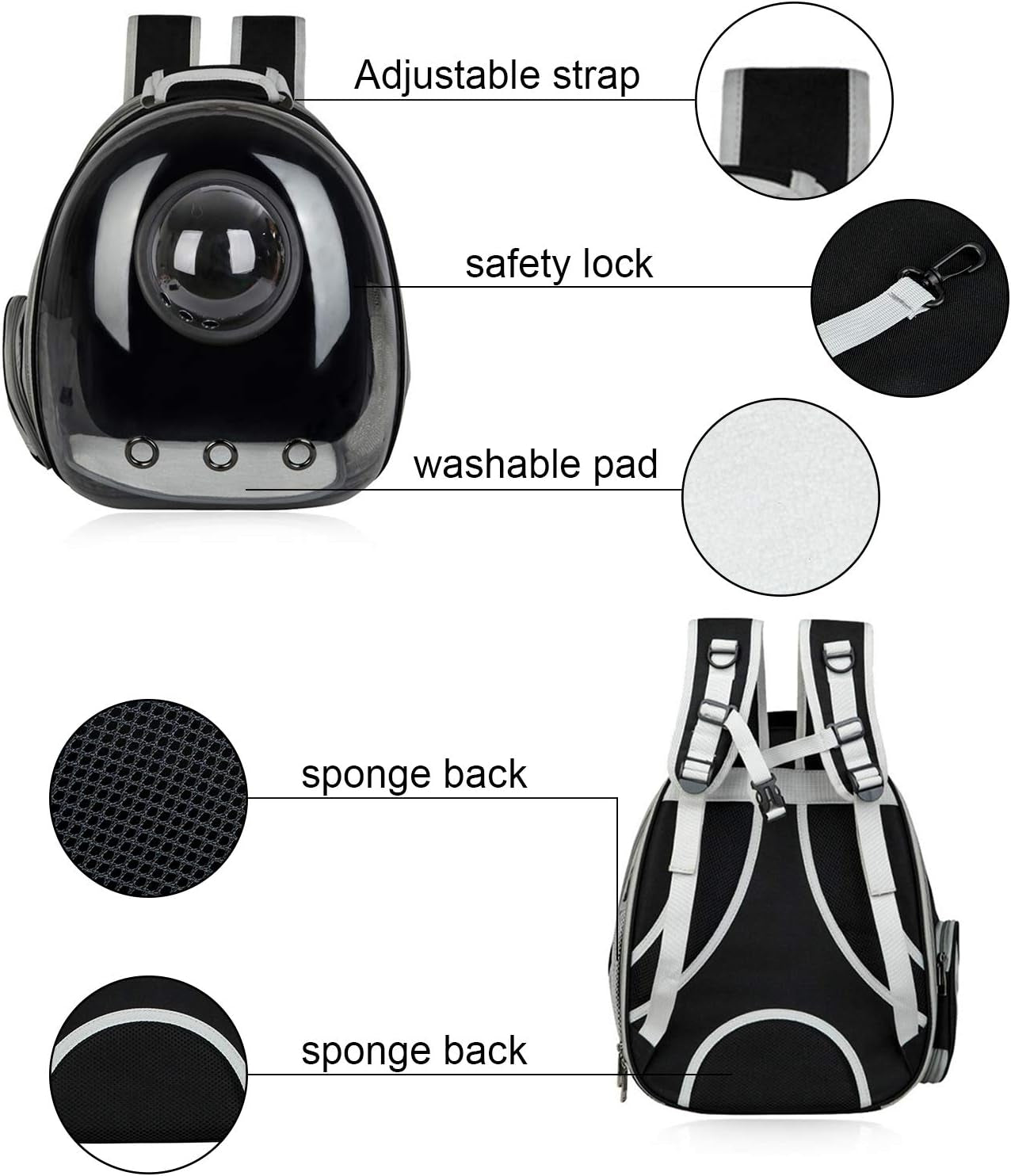 Versatile Black Cat & Dog Backpack Carrier - Perfect for Travel, Hiking & Outdoor Adventures!