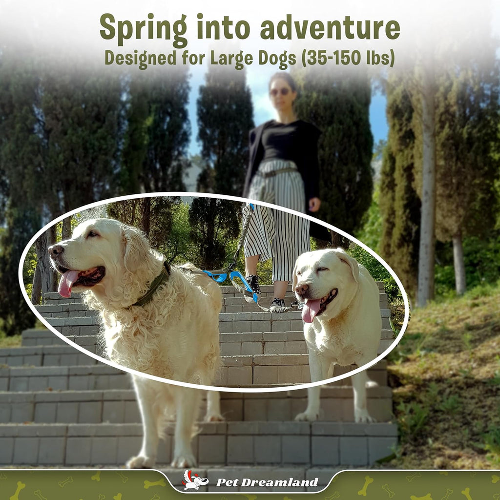 Premium Tangle-Free Leash Coupler for Two Large Dogs - Enjoy Smooth Walks with Dual Attachment (Grey & Blue)