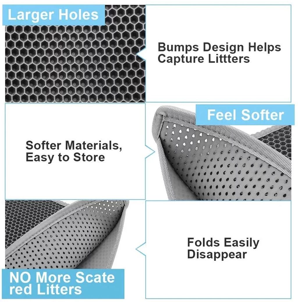 Ultimate Cat Litter Trapping Mat - Waterproof Honeycomb Design for Effortless Cleaning!