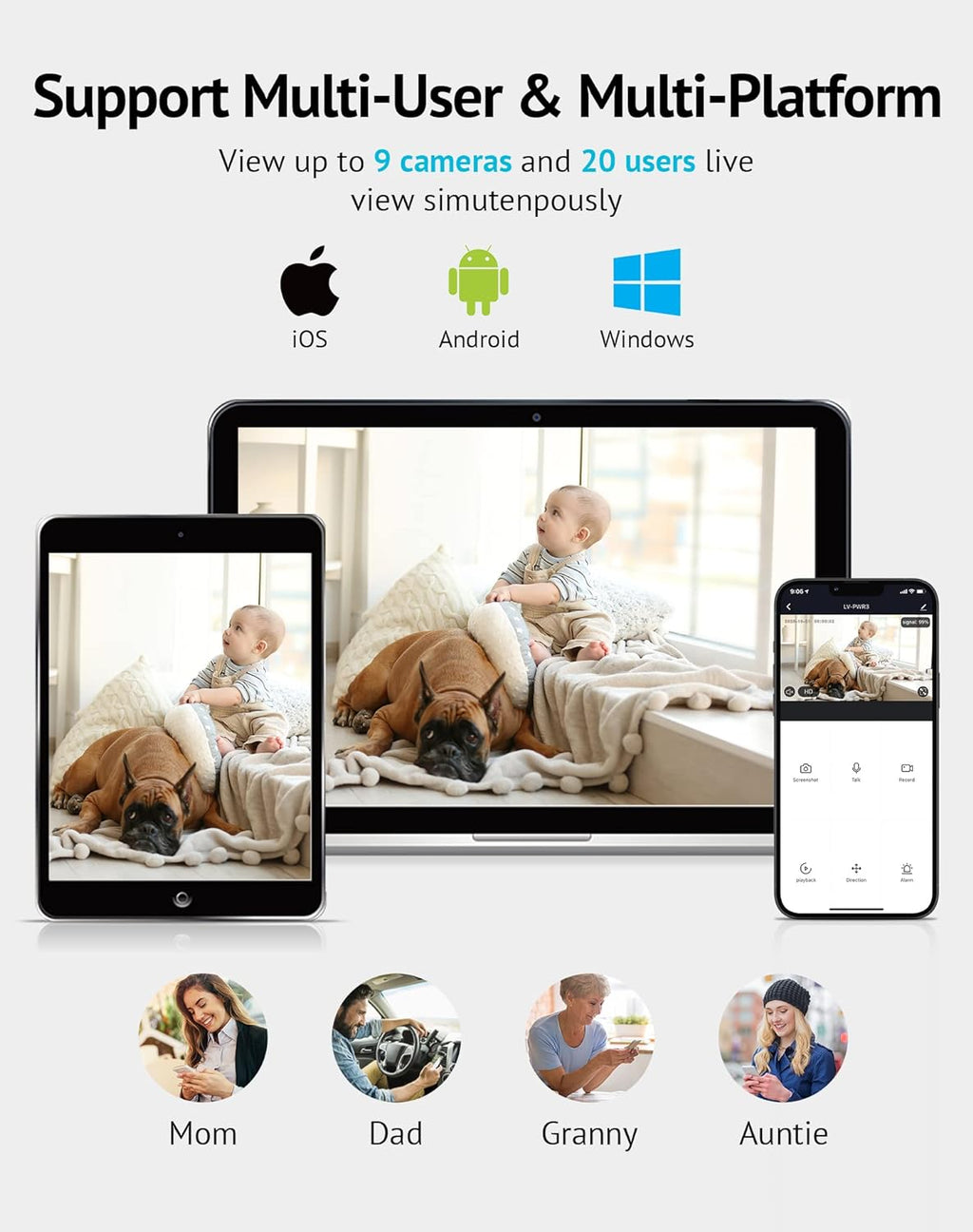 360° 1080P Indoor Security Camera - Smart Baby Monitor with Motion Detection, Night Vision, 2-Way Audio & Alexa Compatibility - Ideal for Pets & Home Safety!
