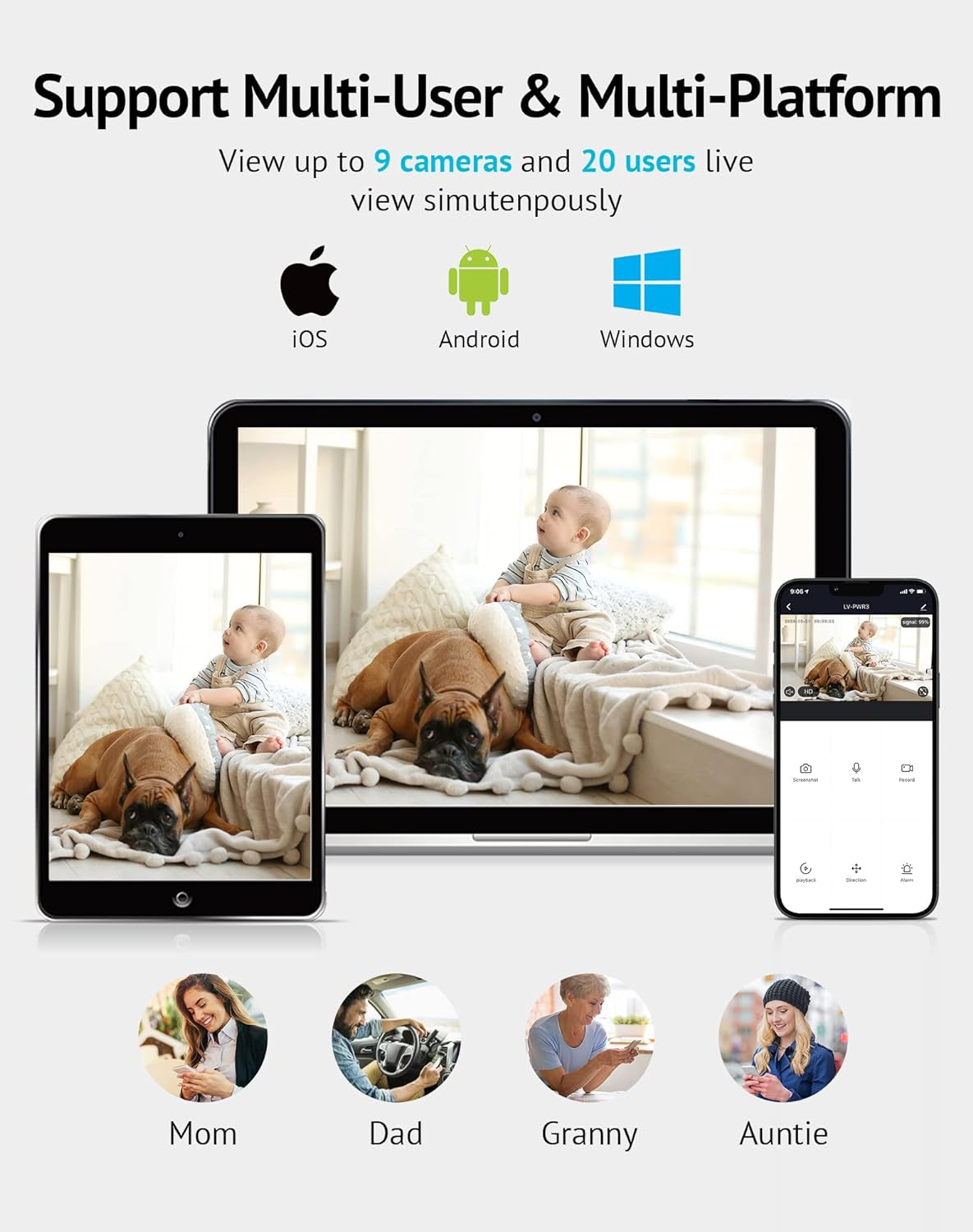 360° 1080P Indoor Security Camera - Smart Baby Monitor with Motion Detection, Night Vision, 2-Way Audio & Alexa Compatibility - Ideal for Pets & Home Safety!
