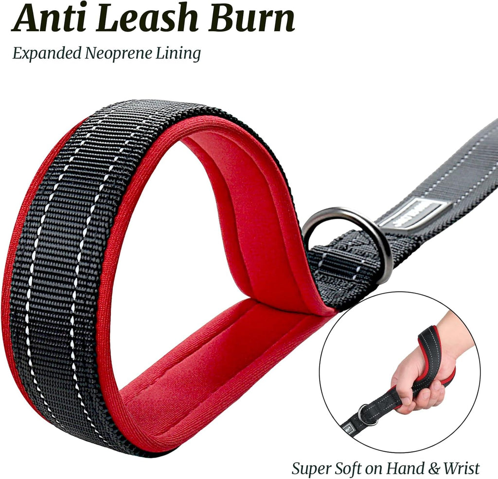 Short Dog Leash Closerok Traffic Leash for Dog with Soft Padded Handle for Training & Walking, Padded Neoprene & Heavy Duty, 12Inch, Black/Red