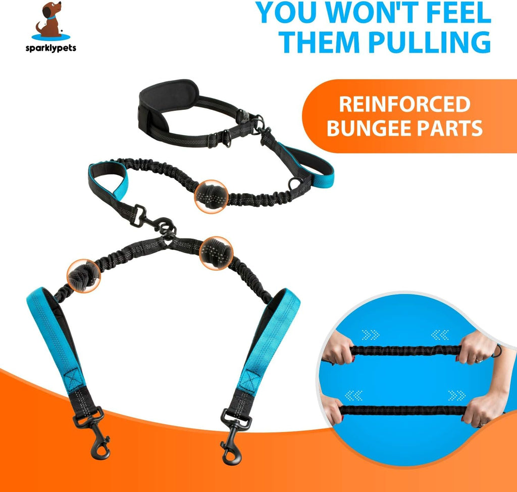 Ultimate Hands-Free Double Dog Leash - Tangle-Free Dual Leash for Medium & Large Breeds with Padded Handles & Reflective Stitches
