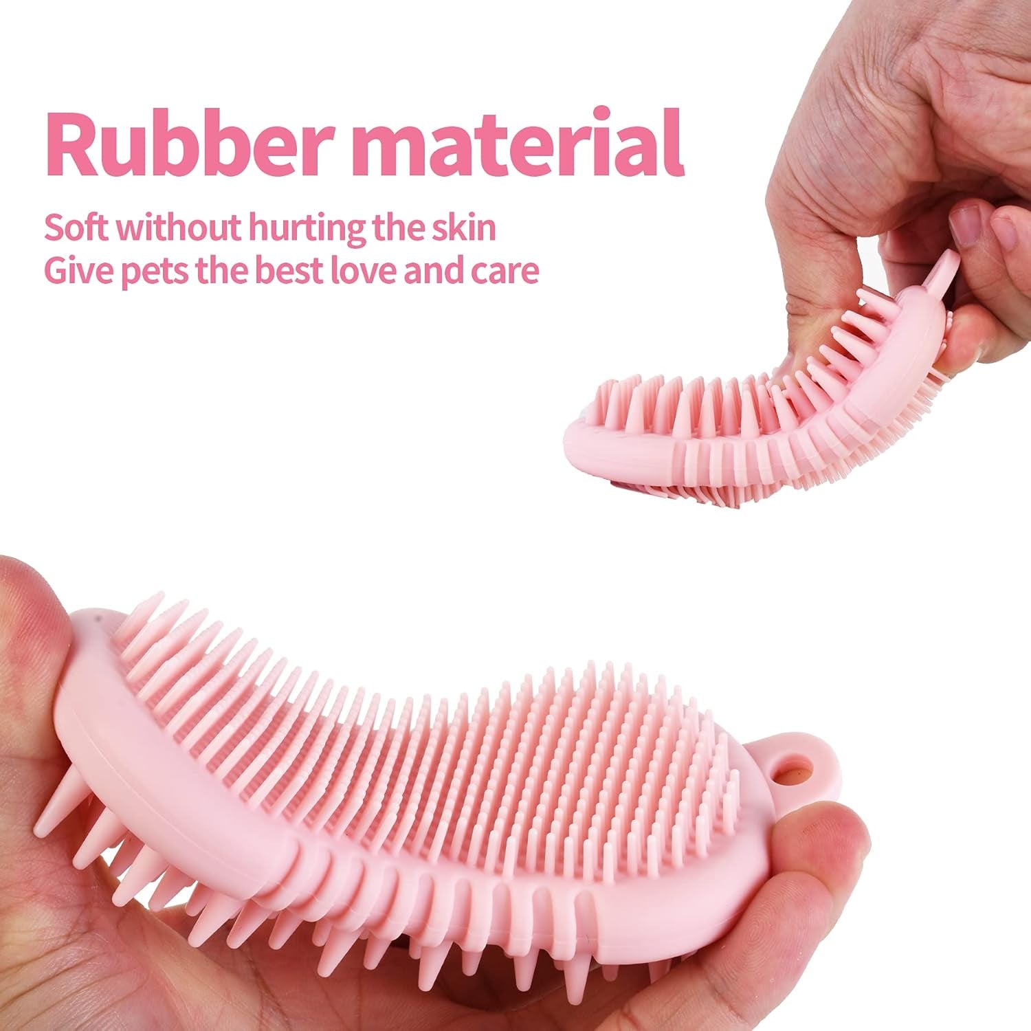 Revolutionary Pet Grooming Shampoo Brush - 2021 Silicone Bath Brush for Dogs & Cats with Soothing Massage Bristles - Effortlessly Removes Loose Fur (5 Inch, Pink)