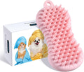 Revolutionary Pet Grooming Shampoo Brush - 2021 Silicone Bath Brush for Dogs & Cats with Soothing Massage Bristles - Effortlessly Removes Loose Fur (5 Inch, Pink)