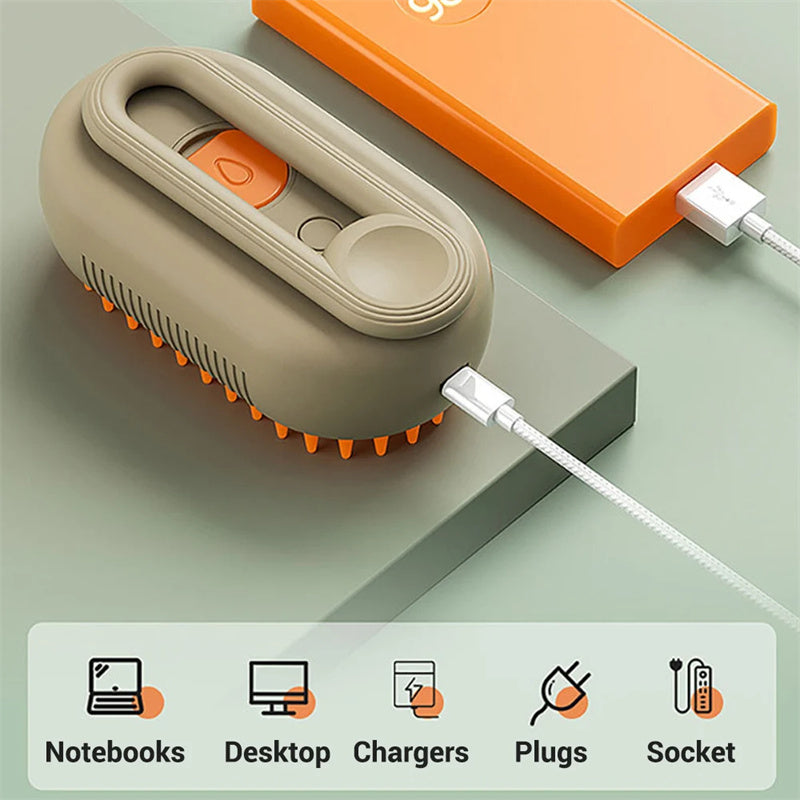 3-in-1 Electric Cat & Dog Steam Brush - Groom, Massage & Remove Hair Effortlessly!