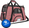 Airline Approved Soft-Sided Pet Carrier for Cats & Small Dogs - Comfortable Sherpa Bed, Breathable Mesh, Collapsible Bowl, Up to 18 lbs, Stylish Heather White & Red Design