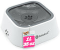 Mess-Free No Spill Water Bowl for Dogs - Slow Feeder, Drip-Free & Splash-Proof Design (Grey, 35Oz)
