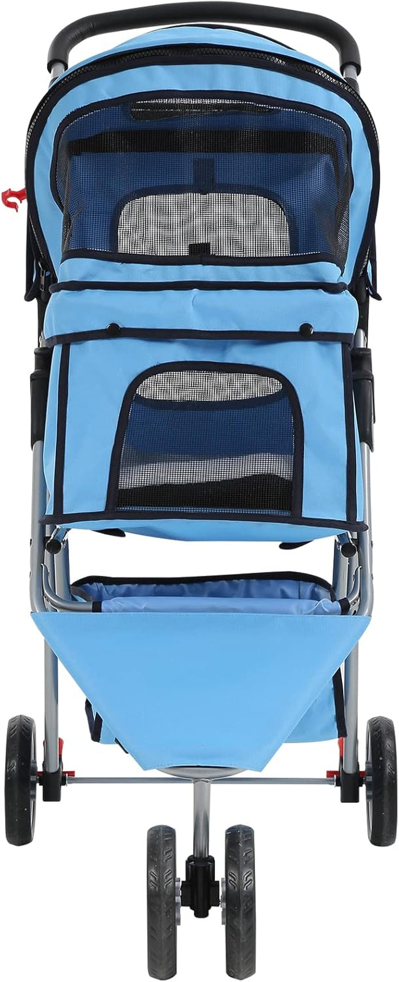 Lightweight 3-Wheel Pet Stroller - Foldable Dog & Cat Carrier with Mesh & Weather Cover, Perfect for Outdoor Walks & Travel (Blue)