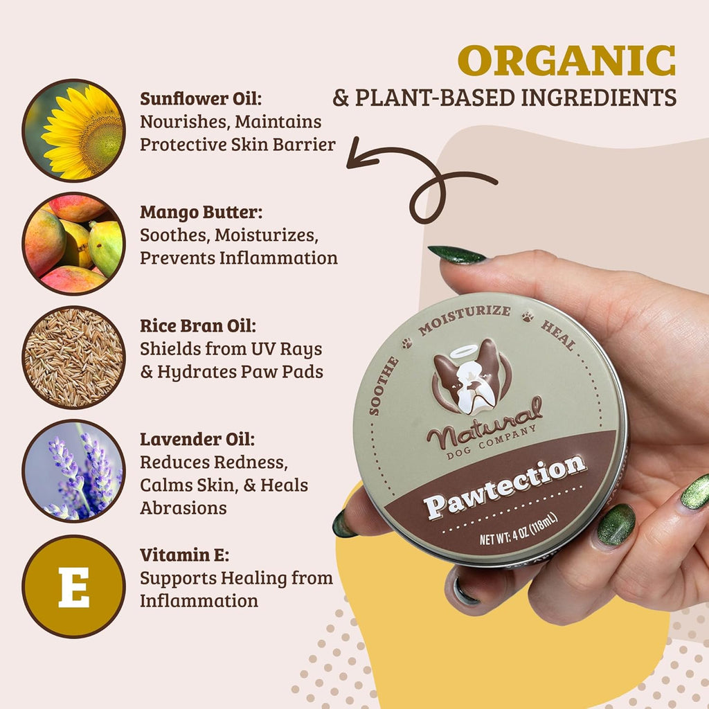 Pawtection Balm - Natural & Lick-Safe Relief for Hot Pavement, Dry Cracked Paws & Rough Terrain - 1 Oz Tin