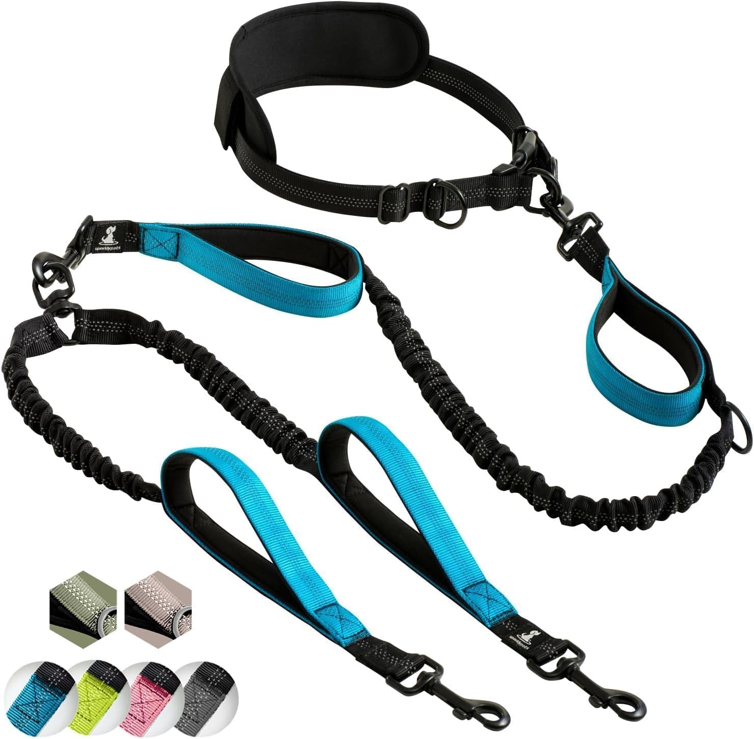 Ultimate Hands-Free Double Dog Leash - Tangle-Free Dual Leash for Medium & Large Breeds with Padded Handles & Reflective Stitches