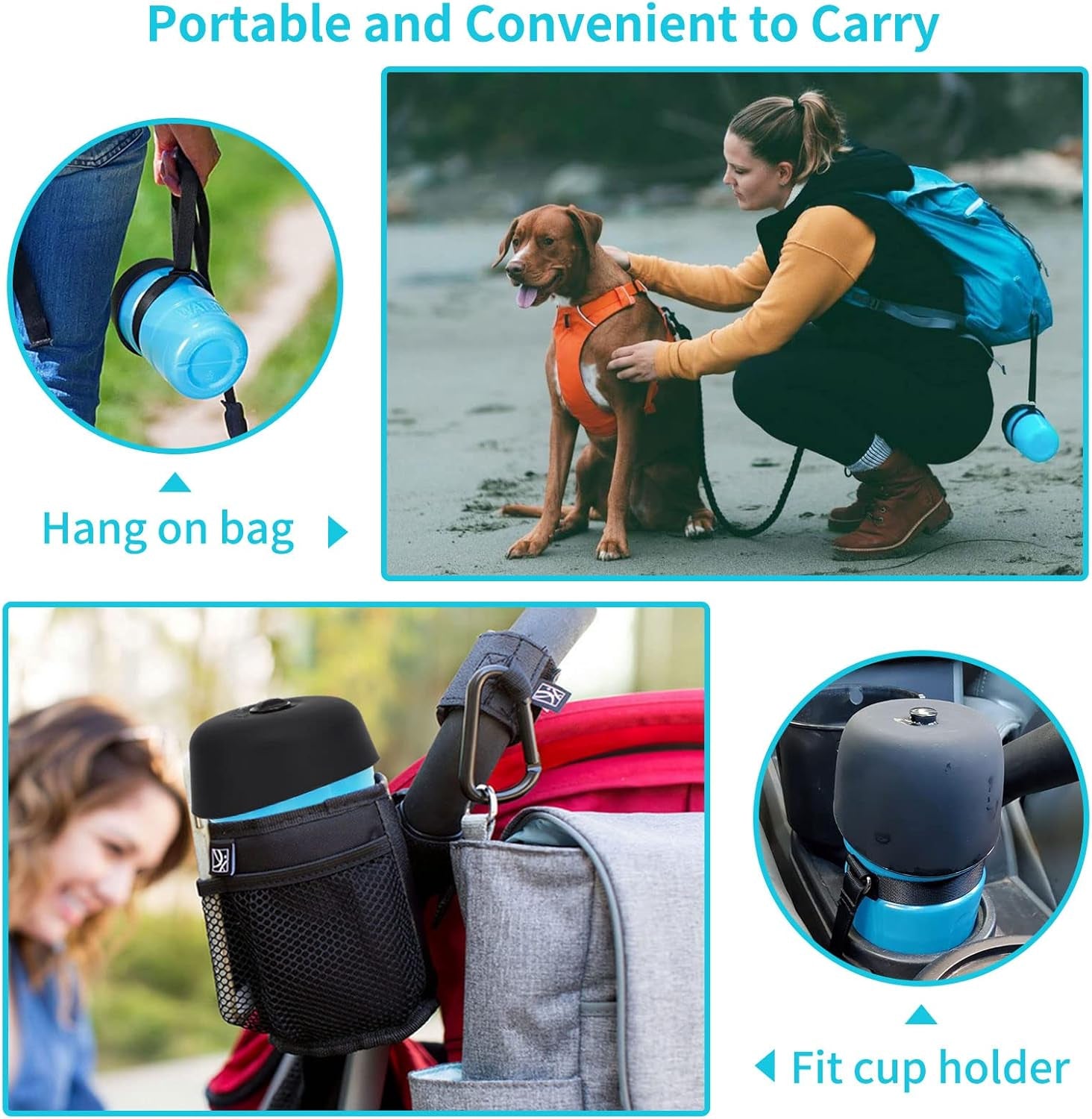 Portable Dog Water Bottle & Bowl Dispenser - Perfect for Outdoor Adventures, Hiking & Travel - Leak Proof & BPA Free for Safe Hydration