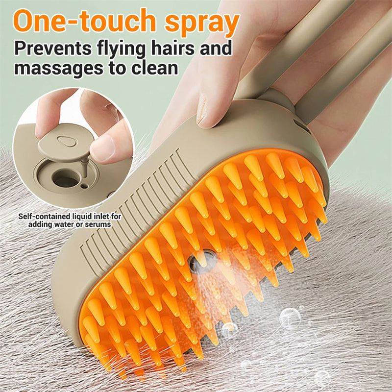 3-in-1 Electric Cat & Dog Steam Brush - Groom, Massage & Remove Hair Effortlessly!