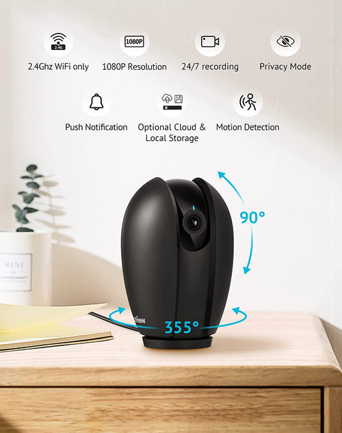 360° 1080P Indoor Security Camera - Smart Baby Monitor with Motion Detection, Night Vision, 2-Way Audio & Alexa Compatibility - Ideal for Pets & Home Safety!