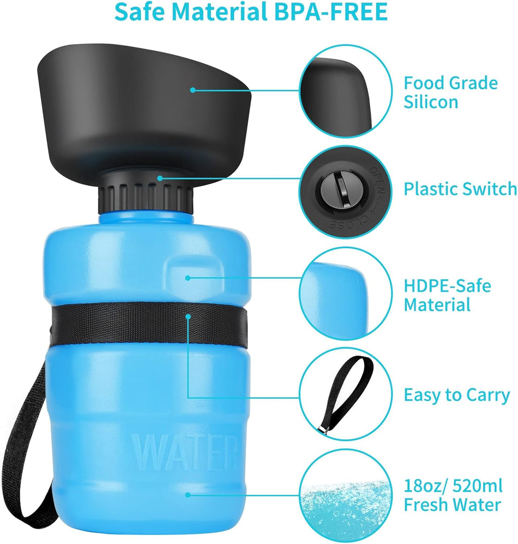Portable Dog Water Bottle & Bowl Dispenser - Perfect for Outdoor Adventures, Hiking & Travel - Leak Proof & BPA Free for Safe Hydration