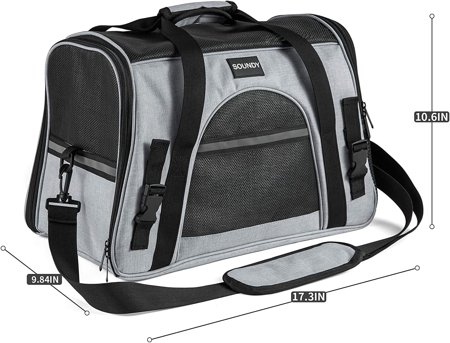 Airline Approved Portable Pet Carrier for Cats and Small Dogs - Grey with Bowl, Perfect for Travel!