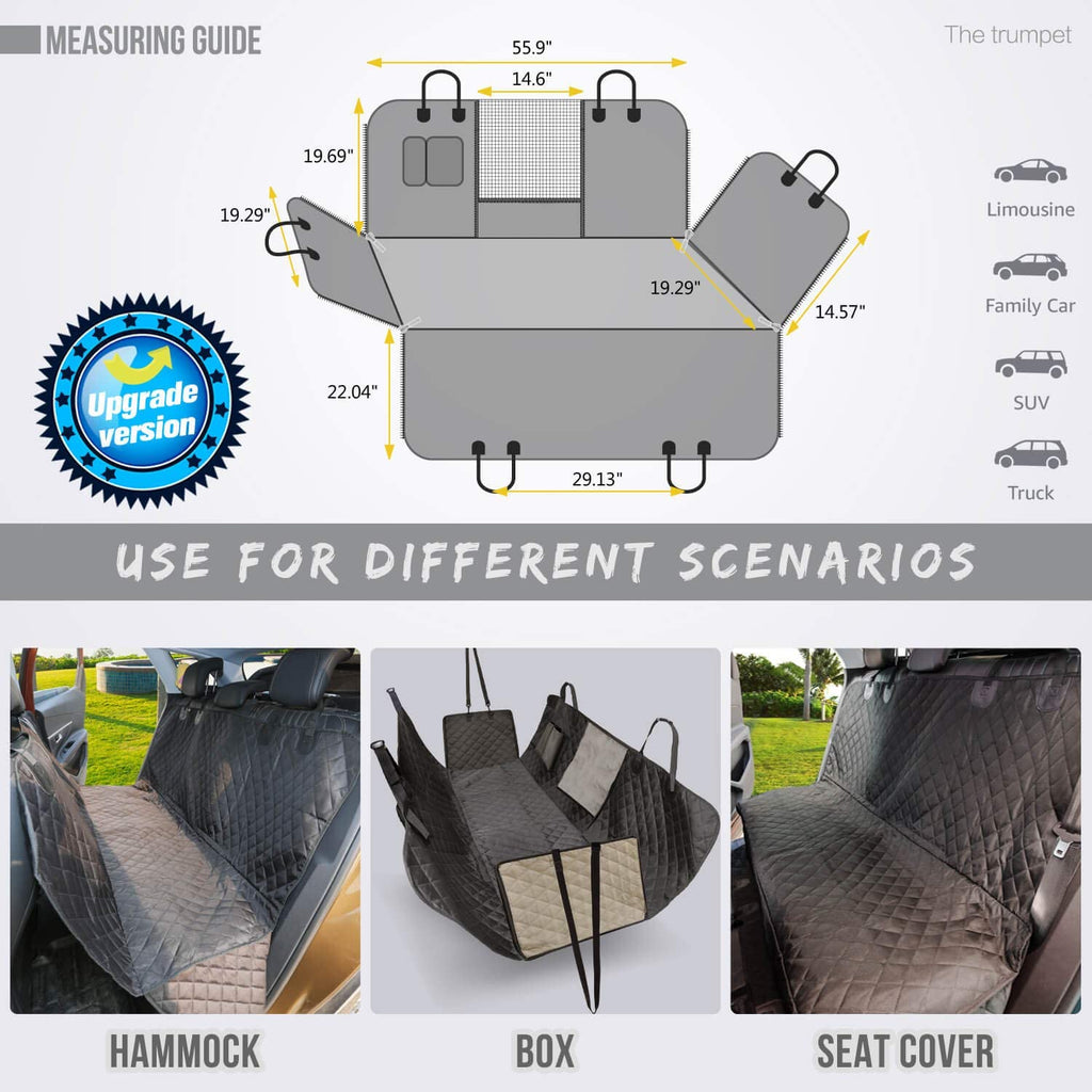 Ultimate Waterproof Dog Car Seat Cover - Scratch-Resistant Hammock with Breathable Mesh Window for Maximum Back Seat Protection